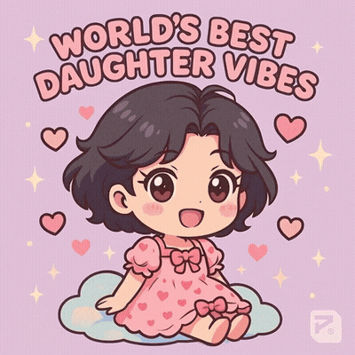 Little Girl On Cloud World's Best Daughter Vibes GIF