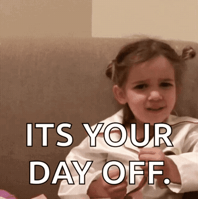 Little Girl On Couch Saying Its Your Day Off GIF