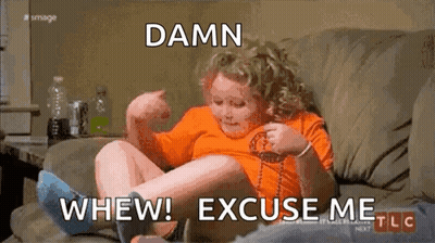 Little Girl On Couch Says Damn Whew Excuse Me GIF