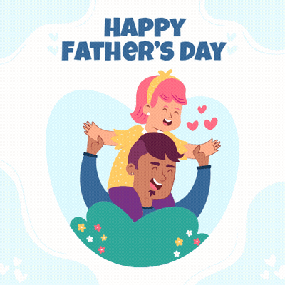 Little Girl On Father's Shoulders Father's Day Card GIF