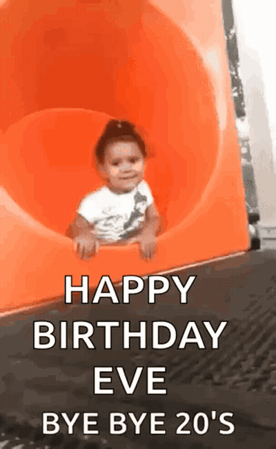 Little Girl On Orange Slide Happy Birthday Eve Bye Bye 20S GIF