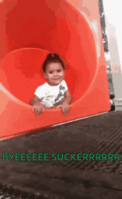 Little Girl On Red Slide Saying Yeeeee Suckerrry GIF