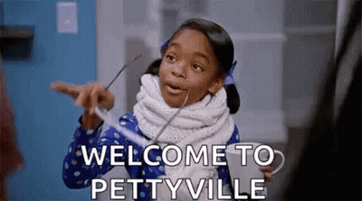 Little Girl Pointing And Saying Welcome To Pettonville GIF