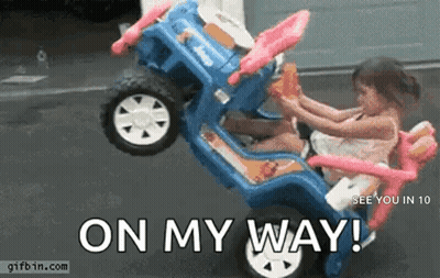 Little Girl Riding Toy Jeep On My Way GIF