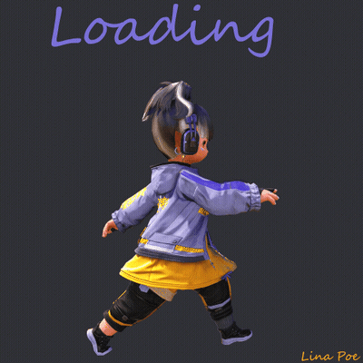 Little Girl Running With Headphones Loading GIF