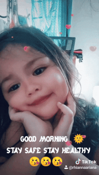 Little Girl Says Good Morning Stay Safe Stay Healthy TikTok GIF