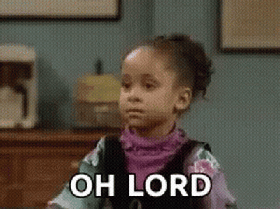 Little Girl Sitting At Table Saying Oh Lord GIF