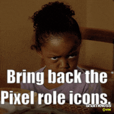 Little Girl Sitting At Table With Bring Back Pixel Icons GIF