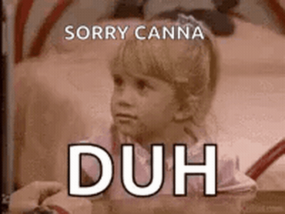 Little Girl Sitting On Bed Sorry Canna Duh GIF