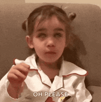 Little Girl Sitting On Couch Saying Oh Please GIF