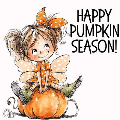Little Girl Sitting On Pumpkin Happy Pumpkin Season GIF