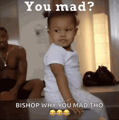 Little Girl Sitting On Table Saying You Mad GIF
