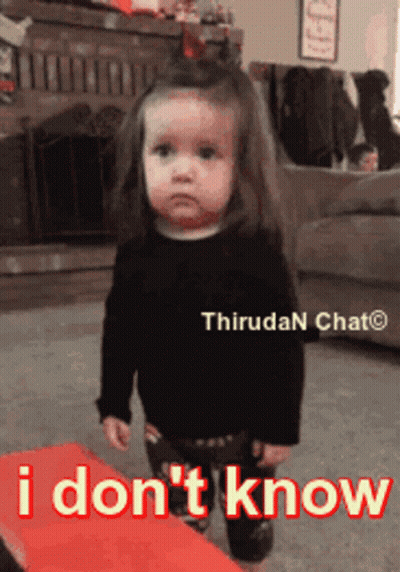Little Girl Standing In Front Of I Don't Know Sign GIF