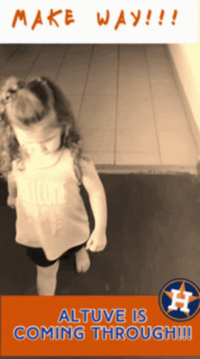 Little Girl Standing In Front Of Make Way Sign GIF