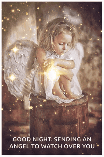 Little Girl With Angel Wings On Barrel GIF