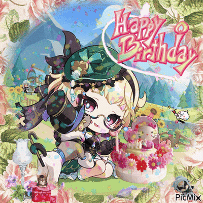 Little Girl With Cake Saying Happy Birthday