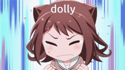Little Girl With Cat Ear Dolly On Head GIF