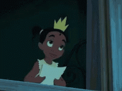 Little Girl With Crown Holding Paper At Window GIF