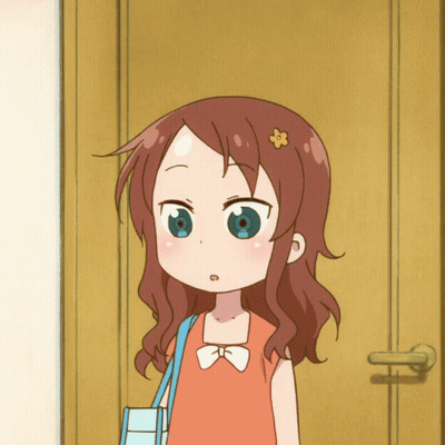 Little Girl With Flower In Hair At Door GIF