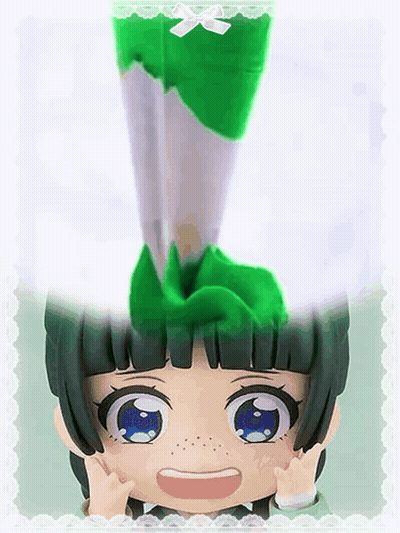 Little Girl With Green Hair And Blue Eyes GIF