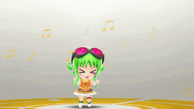 Little Girl With Green Hair Surrounded By Hearts GIF