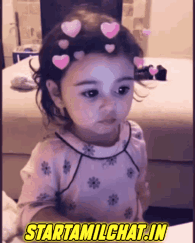 Little Girl With Hearts In Hair And Startamilchat.in GIF