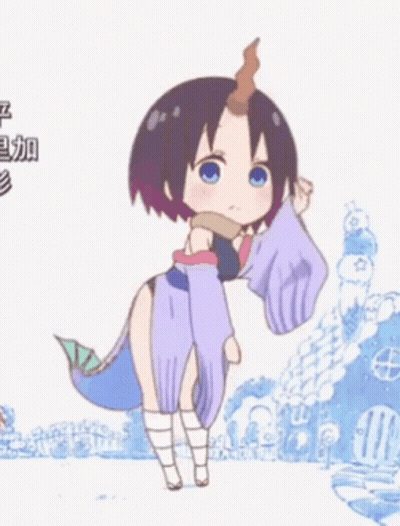Little Girl With Horn And Fish Tail Standing In Front Of Building GIF