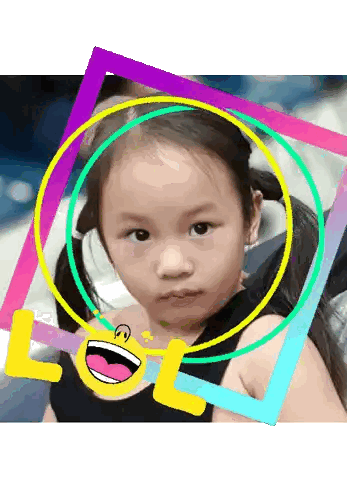 Little Girl With LOL Smiley Face Sticker