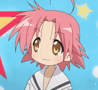 Little Girl With Pink Hair And Brown Eyes GIF
