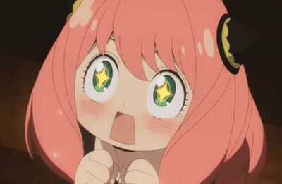 Little Girl With Pink Hair And Green Eyes And Star Eyes GIF