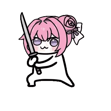 Little Girl With Pink Hair Holding Sword Sticker