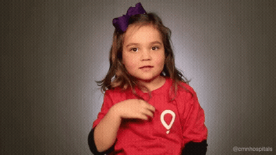 Little Girl With Purple Bow In Red Shirt With Map GIF