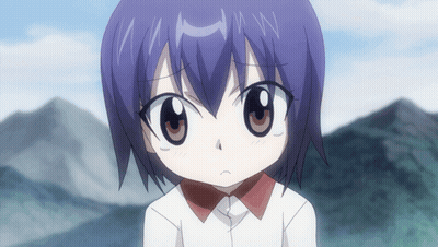 Little Girl With Purple Hair And Red Collar GIF