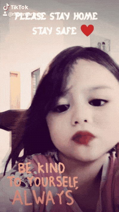 Little Girl With Red Heart Saying Be Kind To Yourself Always GIF