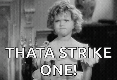 Little Girl With Strike One Words GIF