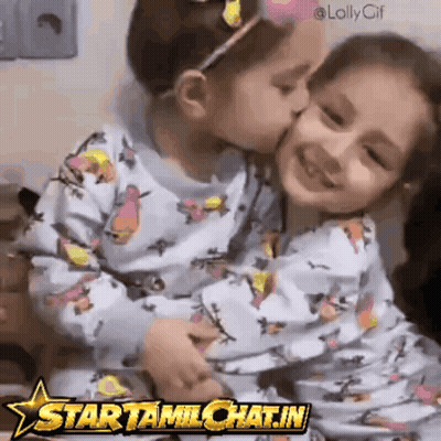 Little Girls Kissing With Tamilchat.in Star Logo GIF
