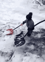 Little Kid Plowing On Snow Day GIF