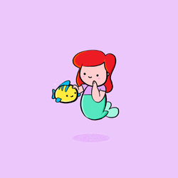 Little Mermaid Ariel And Flounder Chibi GIF