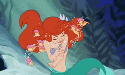 Little Mermaid Ariel Playing With Fishes GIF
