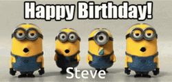 Little Minions Greeting Happy Birthday Steve GIF