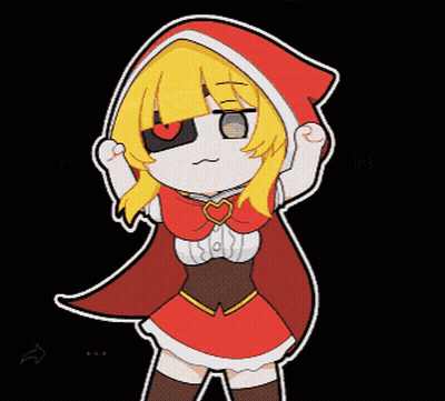 little red riding hood is wearing a red cape with a heart on it .