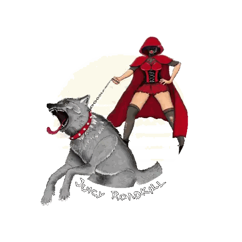 Little Red Riding Hood With Wolf On Leash Sticker