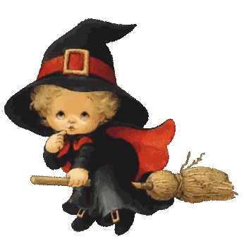 Little Witch Flying On Broom Sticker