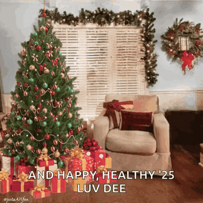 Living Room Decorated For Christmas With Tree And Presents GIF