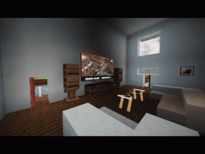 Living Room With Large Flat Screen TV Map GIF