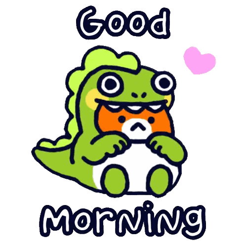 Lizard Cartoon Saying Good Morning Sticker