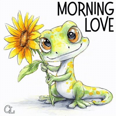 Lizard Holding Sunflower Morning Love