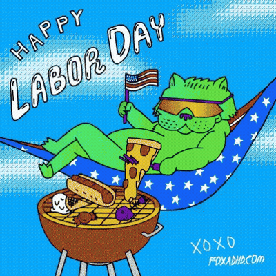 Lizard In Hammock Holding American Flag And Pizza GIF