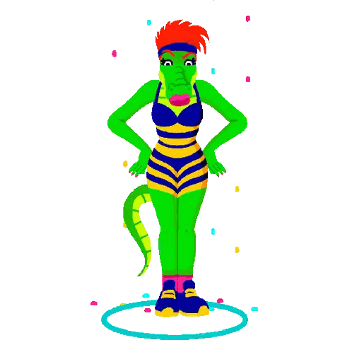 Lizard In Striped Outfit Hula Hooping Sticker