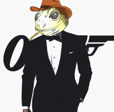 Lizard In Tuxedo And Cowboy Hat Holding Gun With 0 GIF